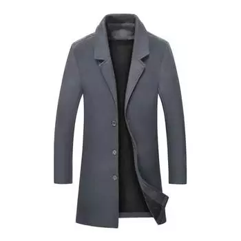 Тренч Толстый длинный рукав с отложным воротником Slim Fit Ветрозащитный однотонный однобортный средней длины M королевский синий