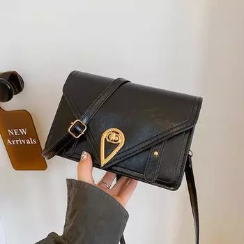 Trend foreign style fashion hand carry shoulder bag casual women s bag 2024 new Korean version casual simple messenger small square bag чёрный