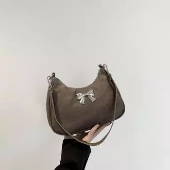 Trend foreign style small square bag 2024 spring new fashion simple shoulder bag crossbody bag simple fashion underarm bag коричневый