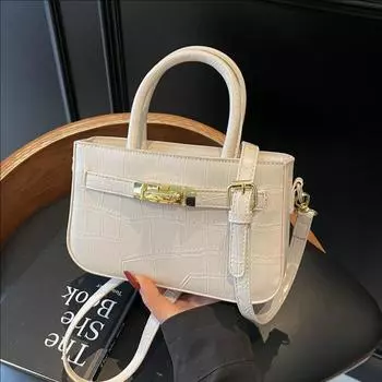 Trend Niche High-End Crocodile Pattern Handbag Bag Female Foreign Style Solid Color Shoulder Messenger Bag розовый
