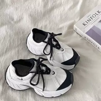Trend platform dad shoes autumn and winter versatile new splicing casual sports shoes black shoes wasteland trend 35