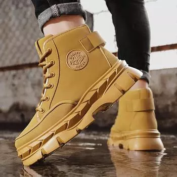 Trend platform Martin boots spring and autumn new outdoor tooling shoes British retro high-top casual big yellow boots men s shoes 39