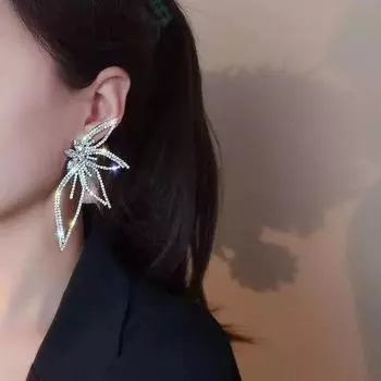 Trending Crystal Flower Texture Drop Earrings New Design Fashion Korean Exaggerate Cheap Earring Woman Party Jewelry