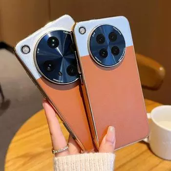 Trendy Desert Moon Case for Oppo Find X7 X8 Ultra X8Pro X8S+ Plus–Gold Electroplated Frame,Contrast PU Leather,Camera Protection Oppo Find X8s золотой