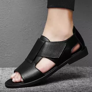 Trendy men s fashionable versatile sandals Non-slip Bottom Casual Business Trendy men s outdoors Beach Walking shoes 38 чёрный