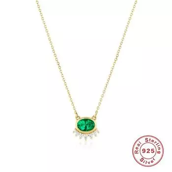 Trendy S925 Sterling Silver Fashion Egg-Shaped Zircon Pendant Exquisite Exquisite Collarbone Chain Necklace 925 silver золотой