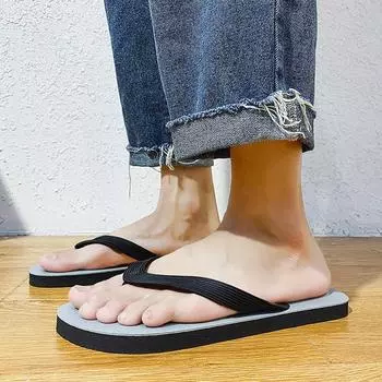 Trendy thick-soled non-slip soft-soled personalized wear-resistant men s sandals slippers men s summer flip-flops fashionable outer wear beach shoes 39 серый