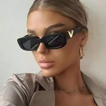 Trendy V-Shaped Temple Sunglasses, Fashionable And Simple Square Hip-Hop Glasses, Street Photography, Sunscreen Wind