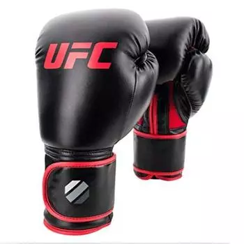 Тренировочные перчатки UFC Muay Thai Style 12 унций. Идеально подходят для спаррингов. Жесткий ремешок в тайском стиле для фиксации запястий во время ударов. Идеально подходят для спаррингов и чёрный
