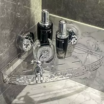 Треугольная полка для хранения на присоске для ванной комнаты без перфорации, настенная полка для ванной комнаты, угловая полка для хранения унитаза и умывальника