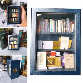 Тревога Книжная полка Миниатюрная деревянная книжная полка Книга Спичечные коробки Витрина Подарки