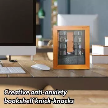 Тревожная книжная полка с мини-книгой Shake Away Тревожная мини-книжная полка, украшение, деревянная полка для небольшой книги, украшение, подарок любителю книг светло-коричневого