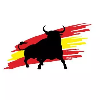 Tri Mishki W1353 Bull с флагом Испании, автомобильная наклейка, ПВХ наклейки, наклейка на мотоцикл, автомобиль, внедорожник, велосипед, ноутбук, холодильник, настенная дверь 13cm -S