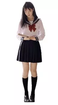 Три совместимы с большой матросской JK Long Mini School Cultural High School Photo Masking [Somnvs258] Белые, женское платье, размер, униформа, униформа,