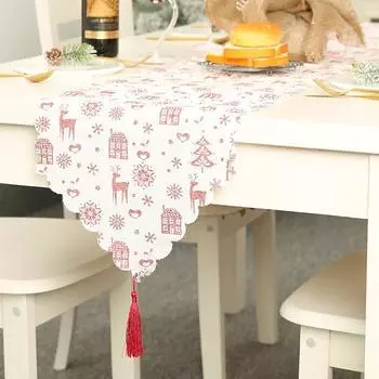 Triangle Christmas Table Runner Snowflake Canvas Christmas Holiday Party Decoration Cloth Home Table Flag