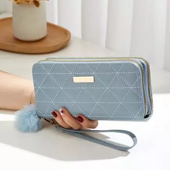 Triangular Argyle Sequin Clutch Wallet 2024 – Trendy Long Multifunctional Card Slot Design