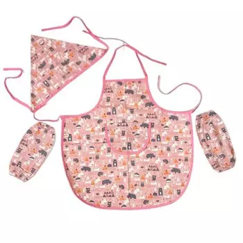 triangular arm animal for 90cm to 120cm S20405406ONE SIZE S204054 Animal ONE [Sherry Mimi] Children s apron, sling, cover, 3-piece set, pink,