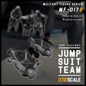 Trifactory Military Figure Series Current Use HALO Descending Jumpsuit Team Resin Kit 1/72 (5 Pieces) MF-17B