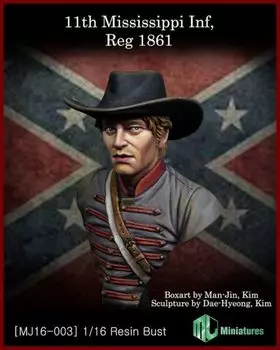 Trifactory MJ Figure Series 11th Mississippi Infantry Regiment 1861 Bust Model Resin Kit Molding Color 1/16 MJ16-003