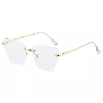 Trimmed Glasses Women S Ultra-Light Borderless Retro Anti-Blue Light Large Frame Anti-Blue Light Men S Myopia Glasses Frame White film anti-blue light