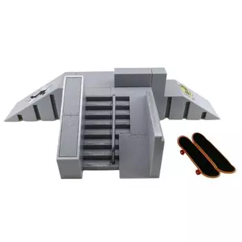 Tropchou Finger Skate Park Kit Slope Fingerboard Finger Skateboard Toy с 2 деками (Серый)