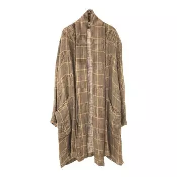 TROVE made in Japan Glen check linen Gown coat 2 Brown Men s Used