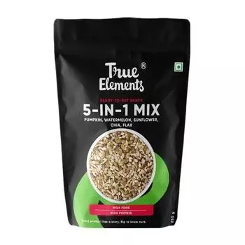 True Elements Mixed Seeds for Eating - Смесь семян 5 в 1 250 г | Съедобные семена | Полезные закуски из семян | 100% натуральные и жареные семена | Семена, богатые клетчаткой