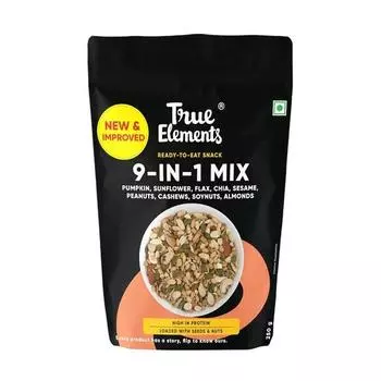 True Elements Seeds Mix for Eating - Смесь для перекуса 9 в 1 250 г | Смесь орехов и семян | Диетические закуски | Здоровый перекус | Пища, богатая белком