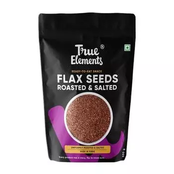 True Elements Семена льна с солью, хрустящие, 500 г от True Elements - Жареные семена для еды | Семена льна для похудения | Высокое содержание клетчатки | Семена Alsi