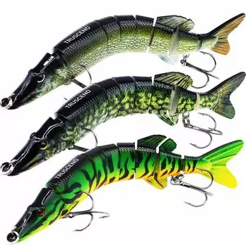 TRUSCEND Fishing Lure for Set of Lifelike Minnows for Saltwater and Freshwater Suitable for Sea Spanish and Other Fish [8-Joint Design] Ajing, 64g, 3,