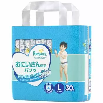 [Трусики размера L] Подгузники Pampers, лучшее для вашей кожи, почувствуйте себя старшим братом (9~14 кг), 30 штук