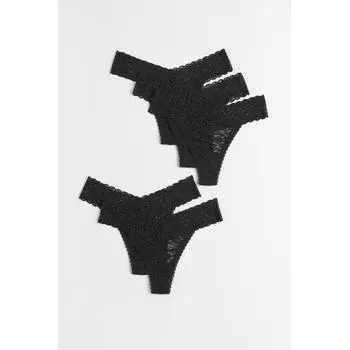 Трусики-стринги HM Lace 5 шт. в упаковке, черные