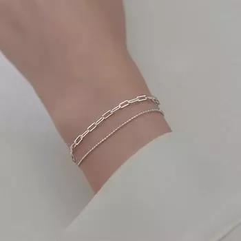 Trustdavis Настоящее серебро 925 пробы модный двухслойный браслет-цепочка с бусинами для женщин Свадебные украшения на день Святого Валентина DA2246