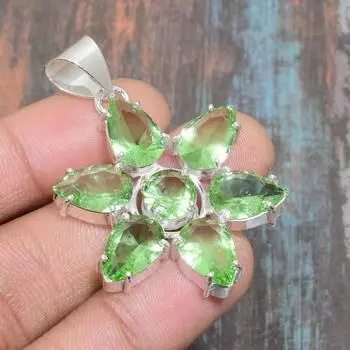 Tsavorite Gemstone 925 Sterling Silver Handmade Amazing Jewelry Pendant 1.77 Inches зелёный
