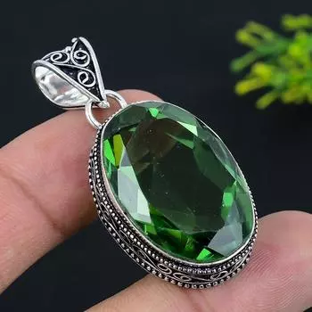 Tsavorite Gemstone Handmade 925 Sterling Silver Jewelry Pendant 1.93 m9E48