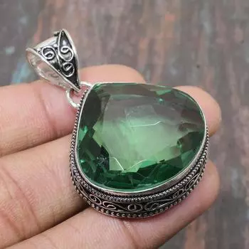 Tsavorite Gemstone Handmade Solid 925 Sterling Silver Jewelry Подвеска для нее 1.77 Inches зелёный