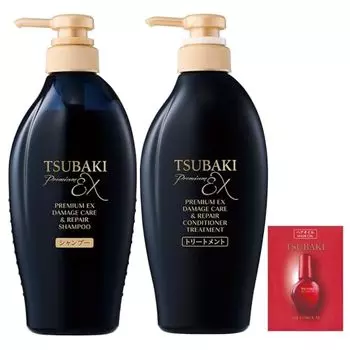 TSUBAKI Набор для ухода за шампунем + Бонус [Premium EX Damage Care & Repair] Damage Oil Force Repair Smooth Damage Perm Color