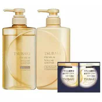TSUBAKI Premium Volume Repair Shampoo 490ml Hair Conditioner 490ml Бонусный набор Основная бутылка для тела Уход за поврежденными волосами Восстановление Hari Kosi Shine & + +