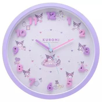 Tsujiseru Sanrio Wall Clock Icon Wall Clock Purple Diameter 30cm Analog Silent Continuous Second Hand Kuromi 2926237