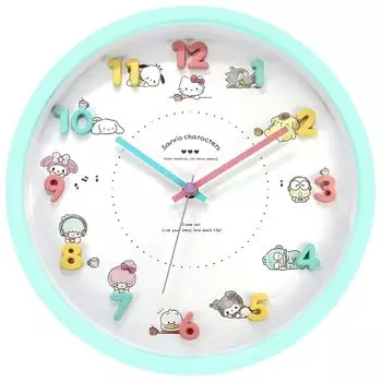 Настенные часы Tsujiseru Sanrio Icon, настенные часы Ice Green, диаметр 30 см, аналоговые, бесшумные, непрерывные, секундная стрелка, символы 2926255