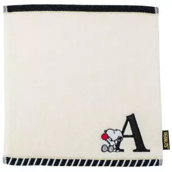 Tsujiseru Snoopy Mini Полотенце 25 см Вышитая инициал А Белое