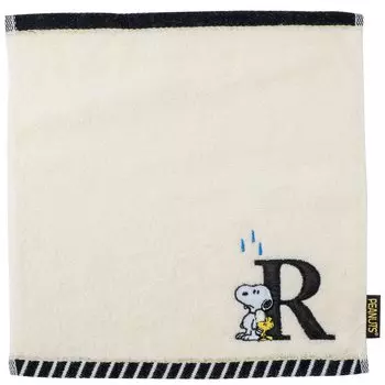 Tsujiseru Snoopy Mini Towel 25cm Initial R Embroidered White