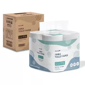 Туалетная бумага Iris Plaza, одинарный двойной рулон 32R x 100м, эффективно 64 рулона, Smart Ale [набор из 4 шт] (Всего 3200м) белый