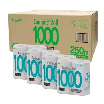 Туалетная бумага Marutomi Paper Compact 1000, рулон переработанной бумаги, 4R, одинарная, 4 шт. в упаковке [продажа коробок] белый