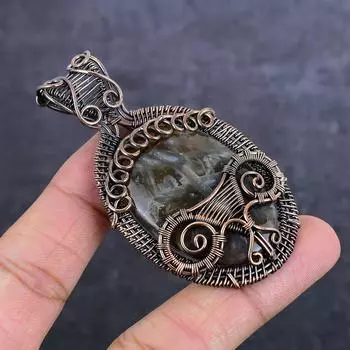 Tube Agate Gemstone Handmade Copper Wire Wrap Jewelry Pendant 2.96 O2b23