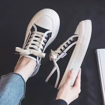Туфли из ткани Biscuit Two Wear с толстой подошвой Lazy People One Pedal Student Half Drag White Shoes Новые женские туфли для ходьбы на доске 35 белый