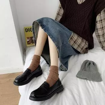 Туфли Мэри Джейн JK Commuter Uniform Loafers Женская обувь в стиле Лолита для девочек Японские школьные готические мокасины для колледжа Кожаные балетки 2024 35 коричневый