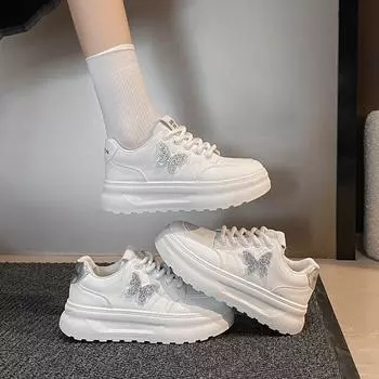 Туфли на платформе белые женские новые осенние женские туфли Muffin Heightening Board Shoes универсальные повседневные спортивные туфли 35 серебряный