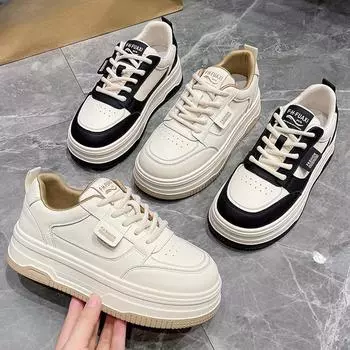 Туфли на платформе белые женские туфли кожаные туфли Panda Board Shoes весна новинка универсальная повседневная спортивная обувь женская 35