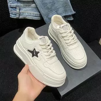 Туфли на платформе Star White Shoes Womens Autumn New Ins Trendy Fashion Universal Student Board Shoes 35 белый